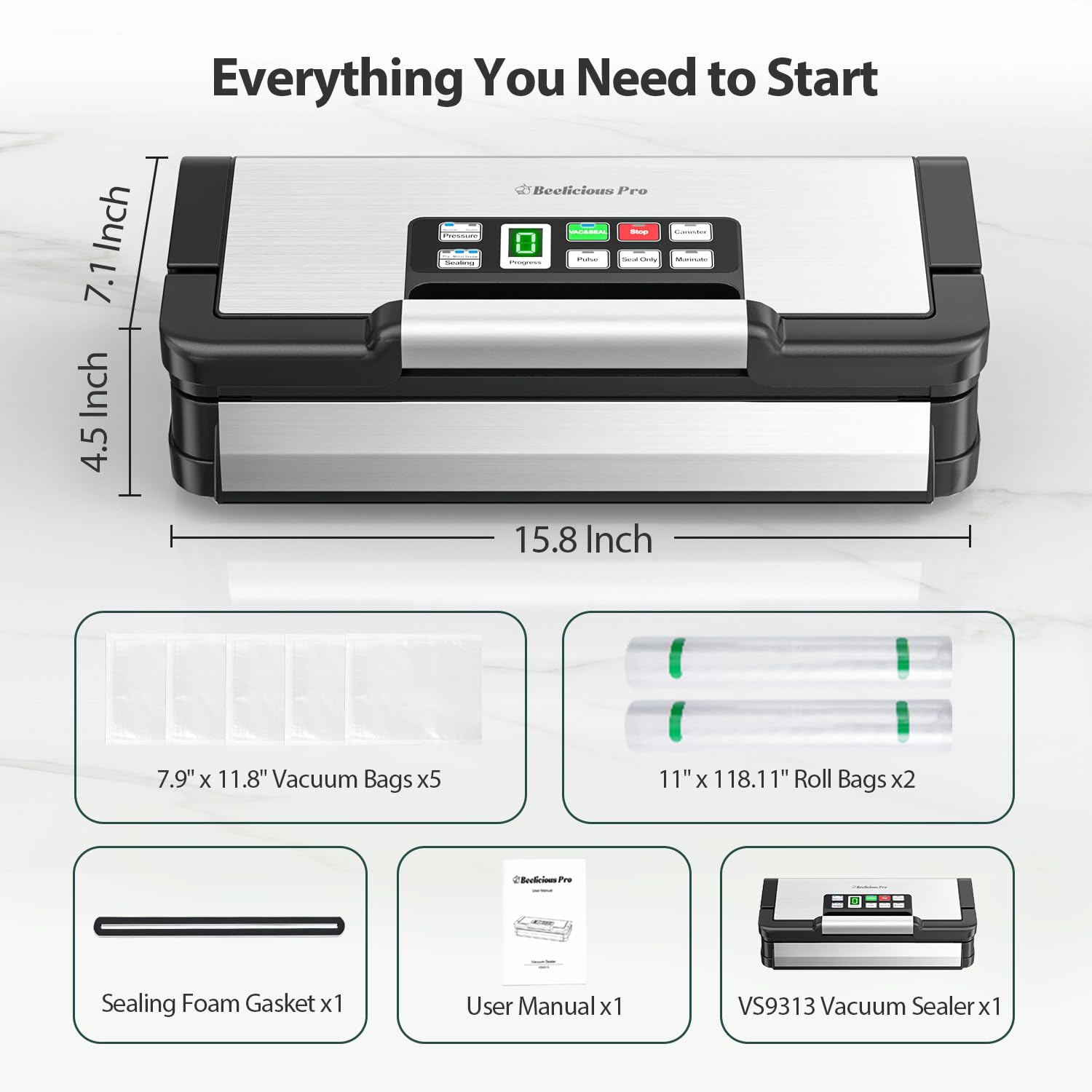 Beelicious Pro precise sealing times from 5 to 20 seconds