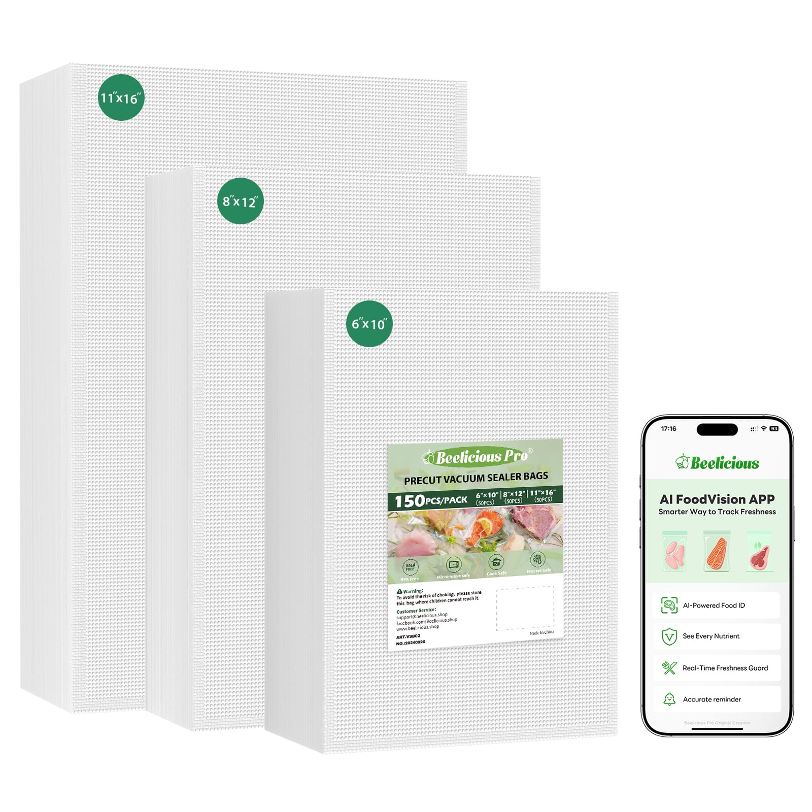 Beelicious Pro bags with embossed channels for a stronger airtight seal