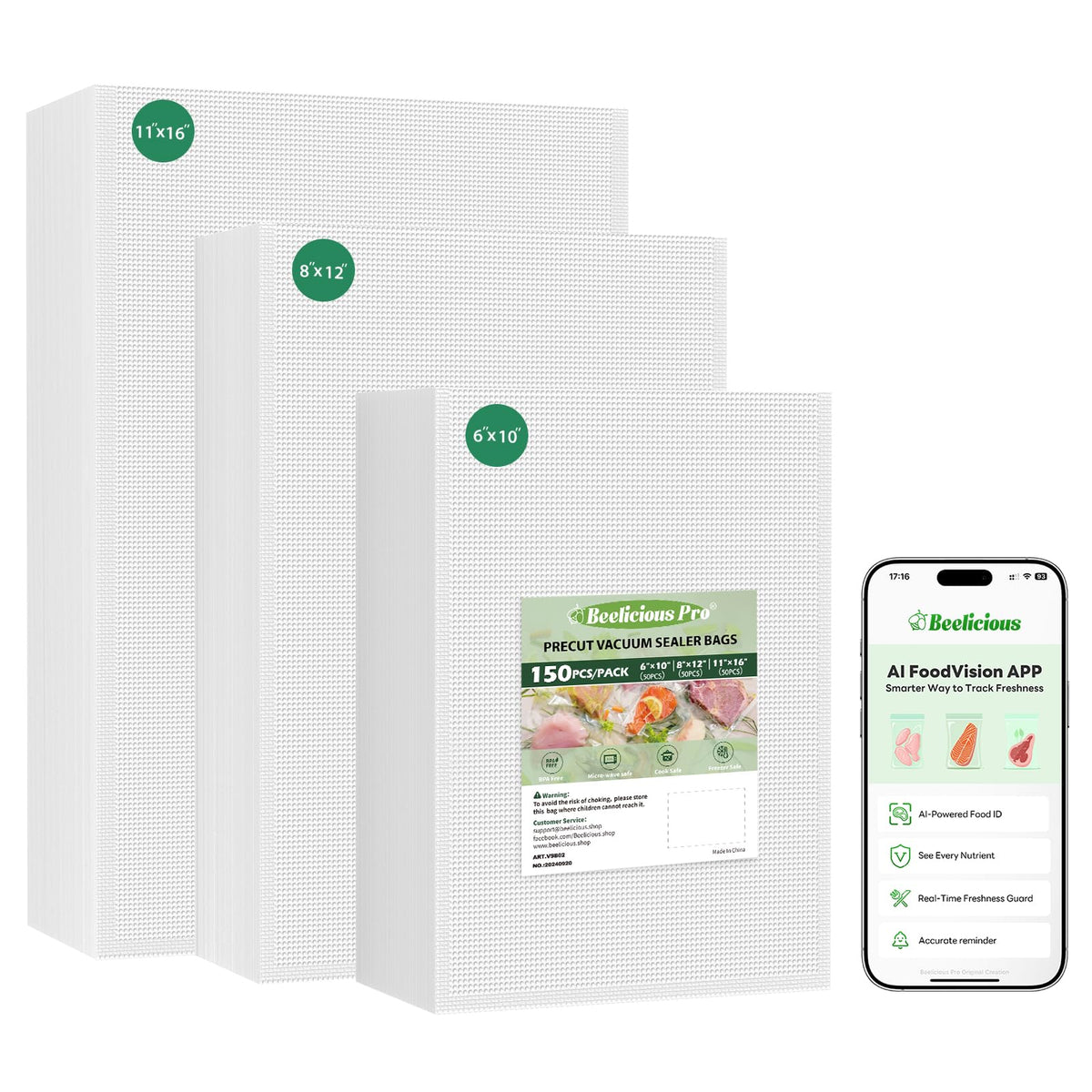 Beelicious Pro bags with embossed channels for a stronger airtight seal
