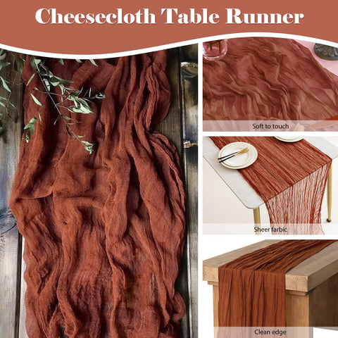 Beelify reusable cheesecloth table runner for elegant, washable event decor.