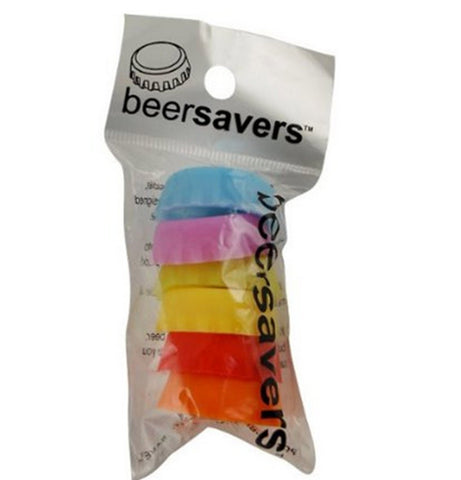 Beer Savers silicone caps, dishwasher safe, for quick cleaning and reuse.