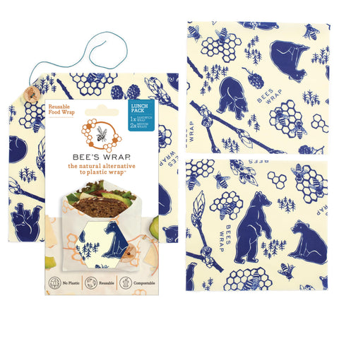 Bee's Wrap Bees and Bears medium wrap (10x11) for reusable snack storage.