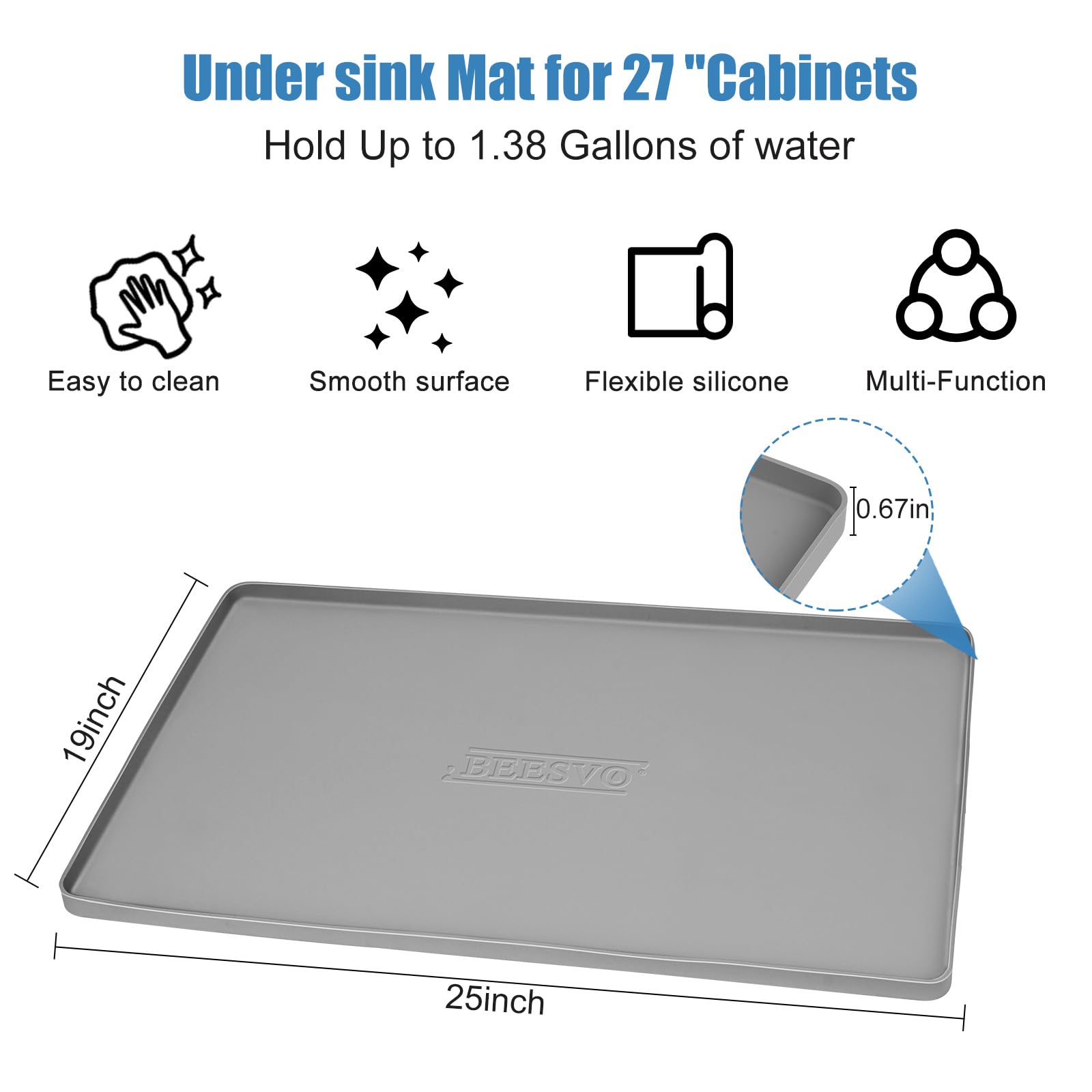 BeesVo cabinet-protector mat under-sink keeps base dry and clean.