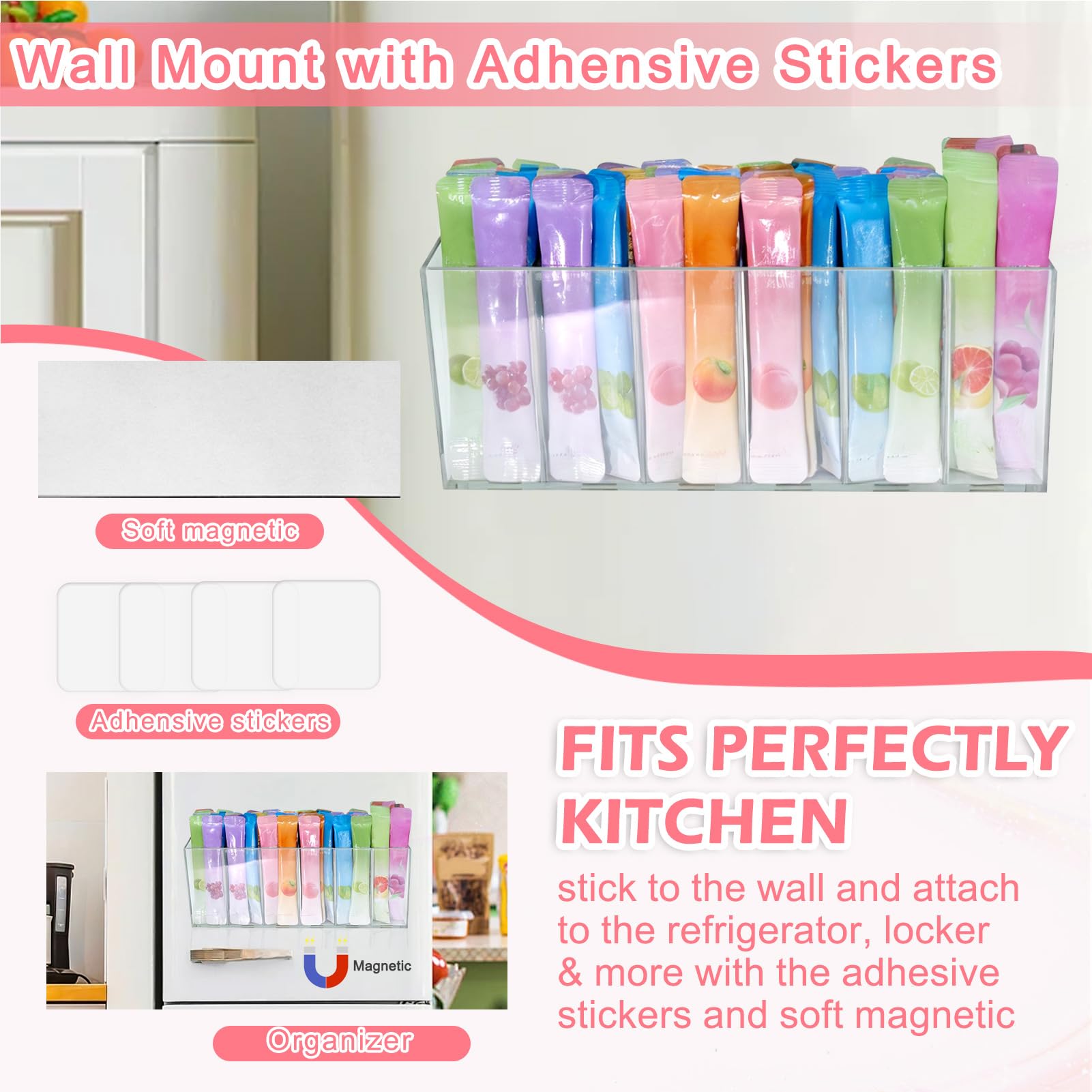 beeurptnr adhesive stickers secure the organizer to a cabinet
