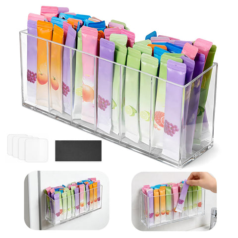 beeurptnr Drink Packet Organizer with six compartments keeps packets neatly arranged
