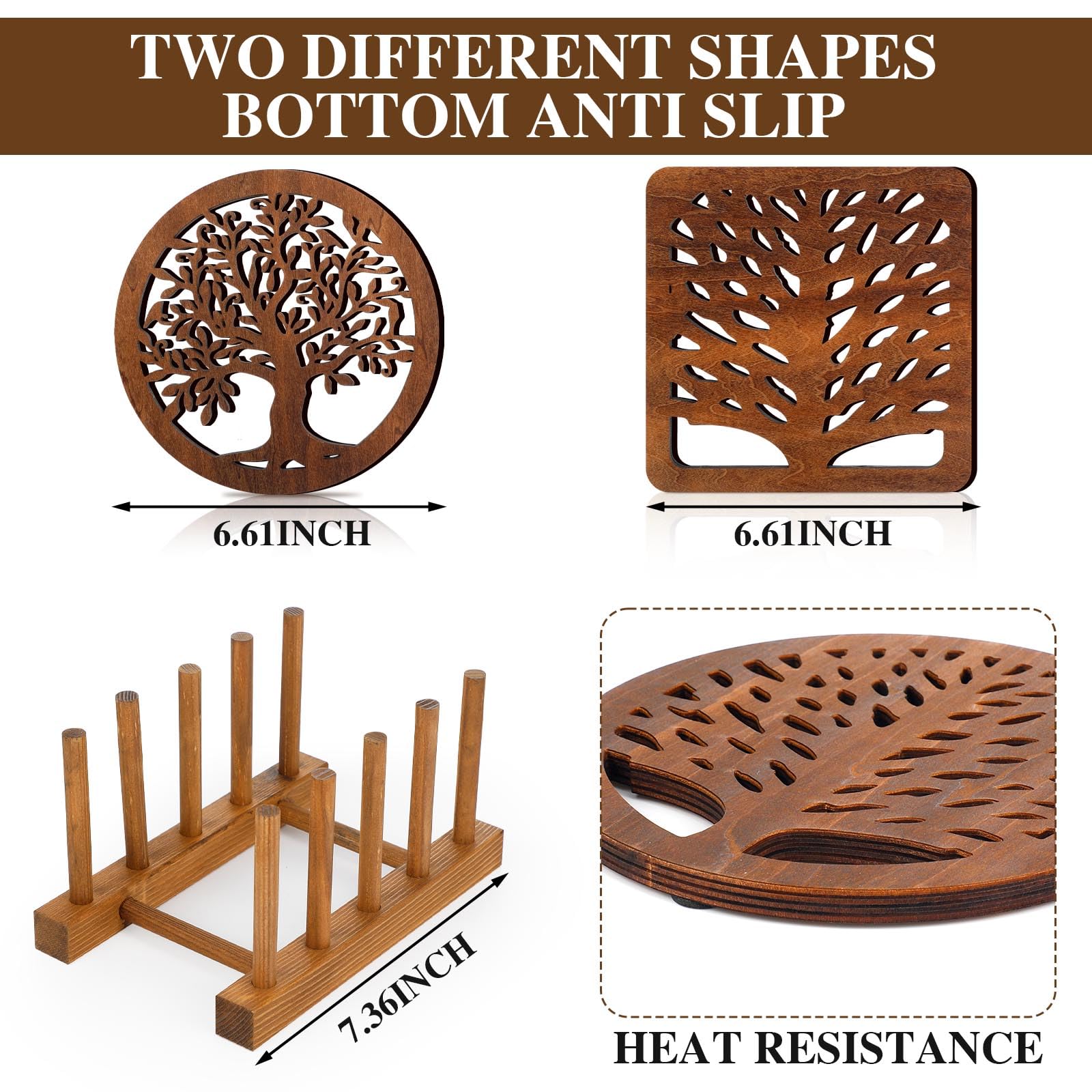 Beeveer Life Tree Trivet Holder shows organized kitchen storage