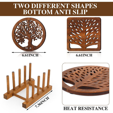 Beeveer Life Tree Trivet Holder shows organized kitchen storage
