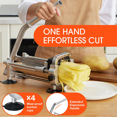 Befano French Fry Cutter blade change is quick and tool-free for three blade sizes easily