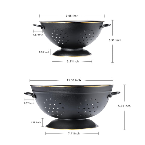 BeFare 3qt colander with fixed screws on handles for secure grip.