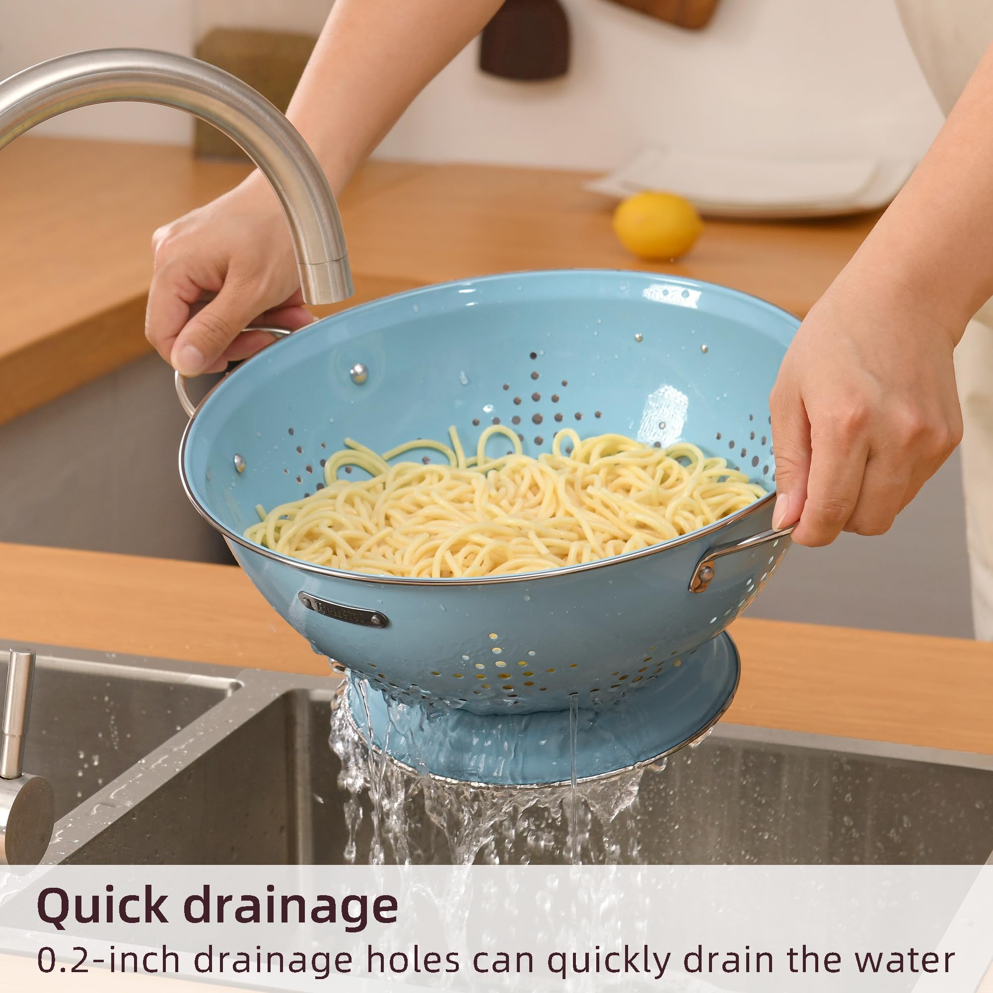 BeFare colander with fixed rivet handles ArcticBlue provides durable grip