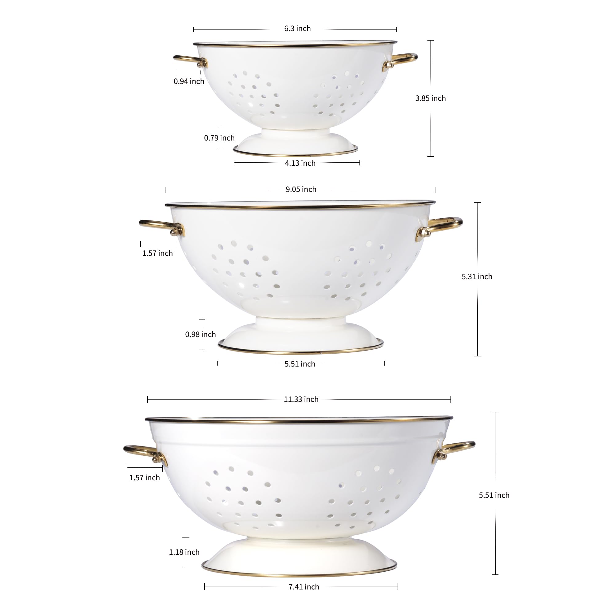 BeFare metal colander 3-5qt cream versatile for family meals