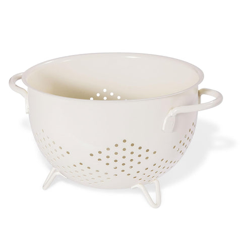 BeFare metal colander with base and handles for stable draining of 5 quarts.