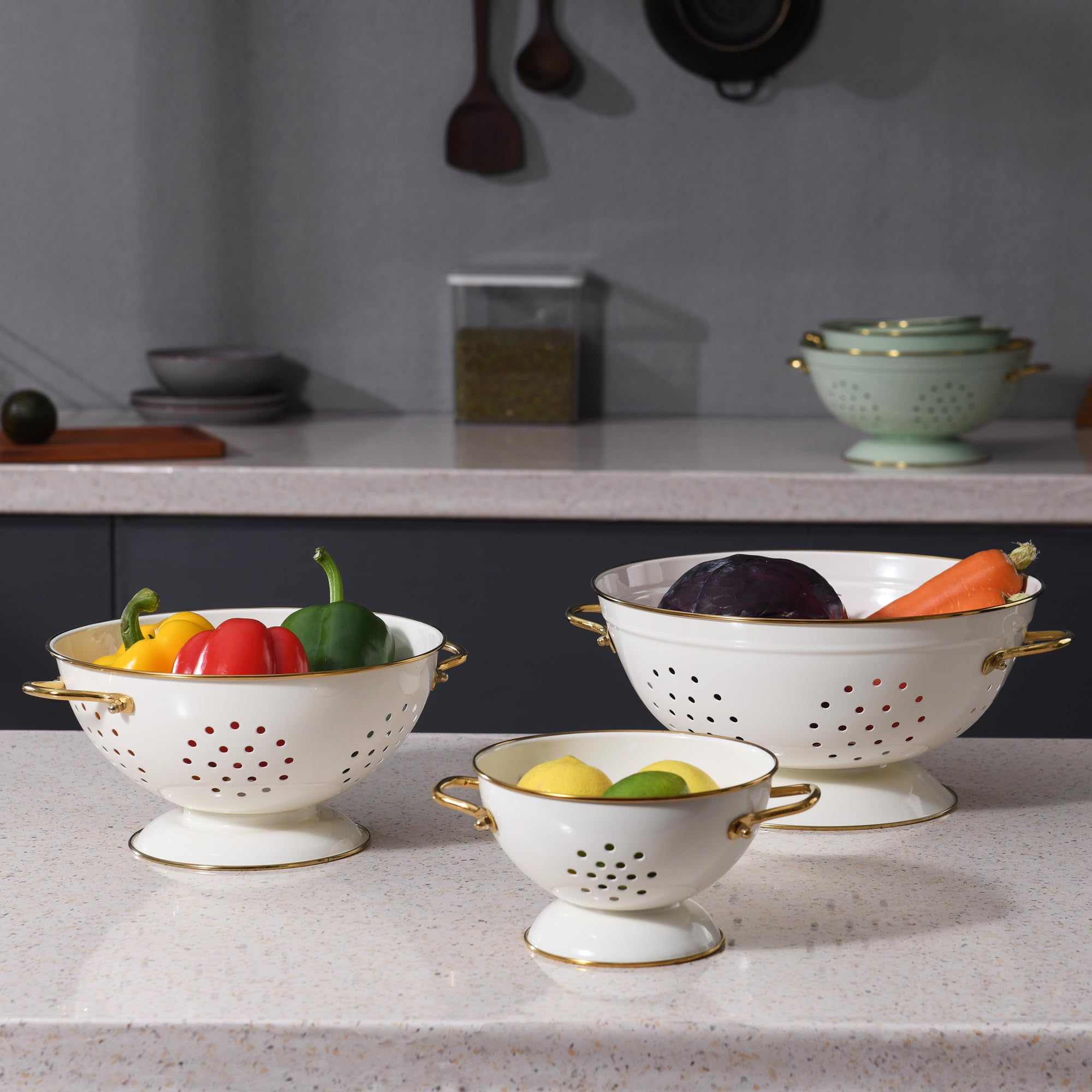 BeFare metal colander dishwasher-safe cream simplifies cleaning