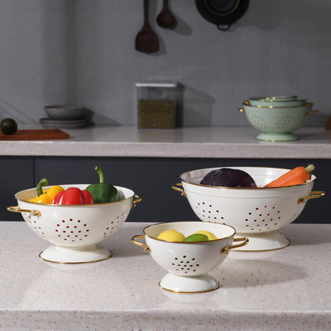BeFare metal colander dishwasher-safe cream simplifies cleaning