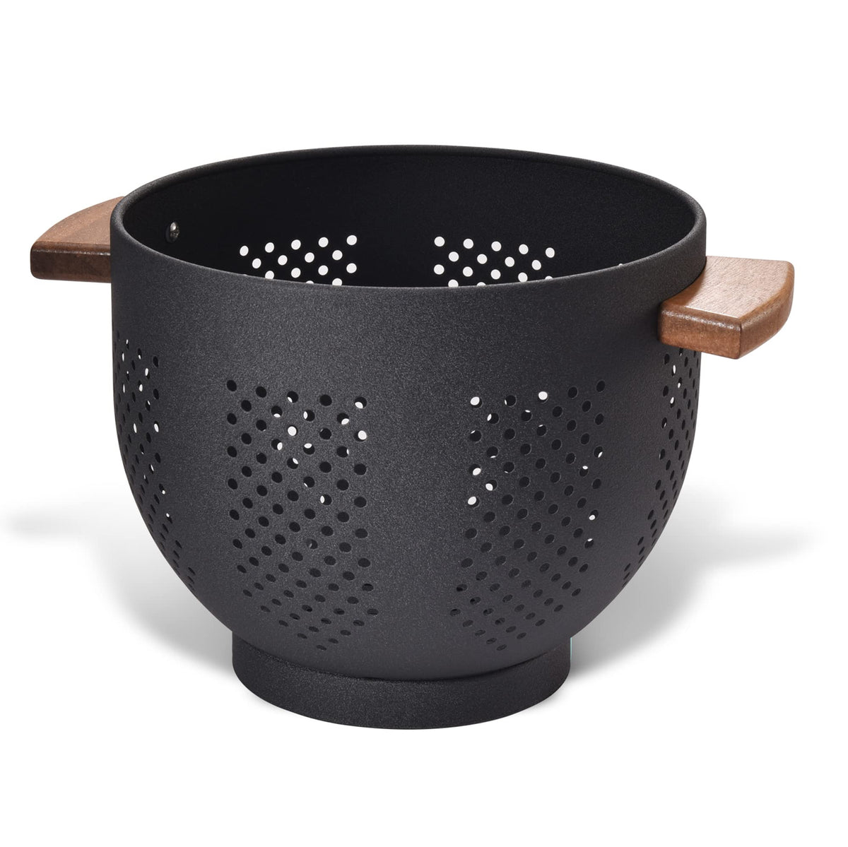 BeFare metal colander with wood-handle for cool, comfortable draining