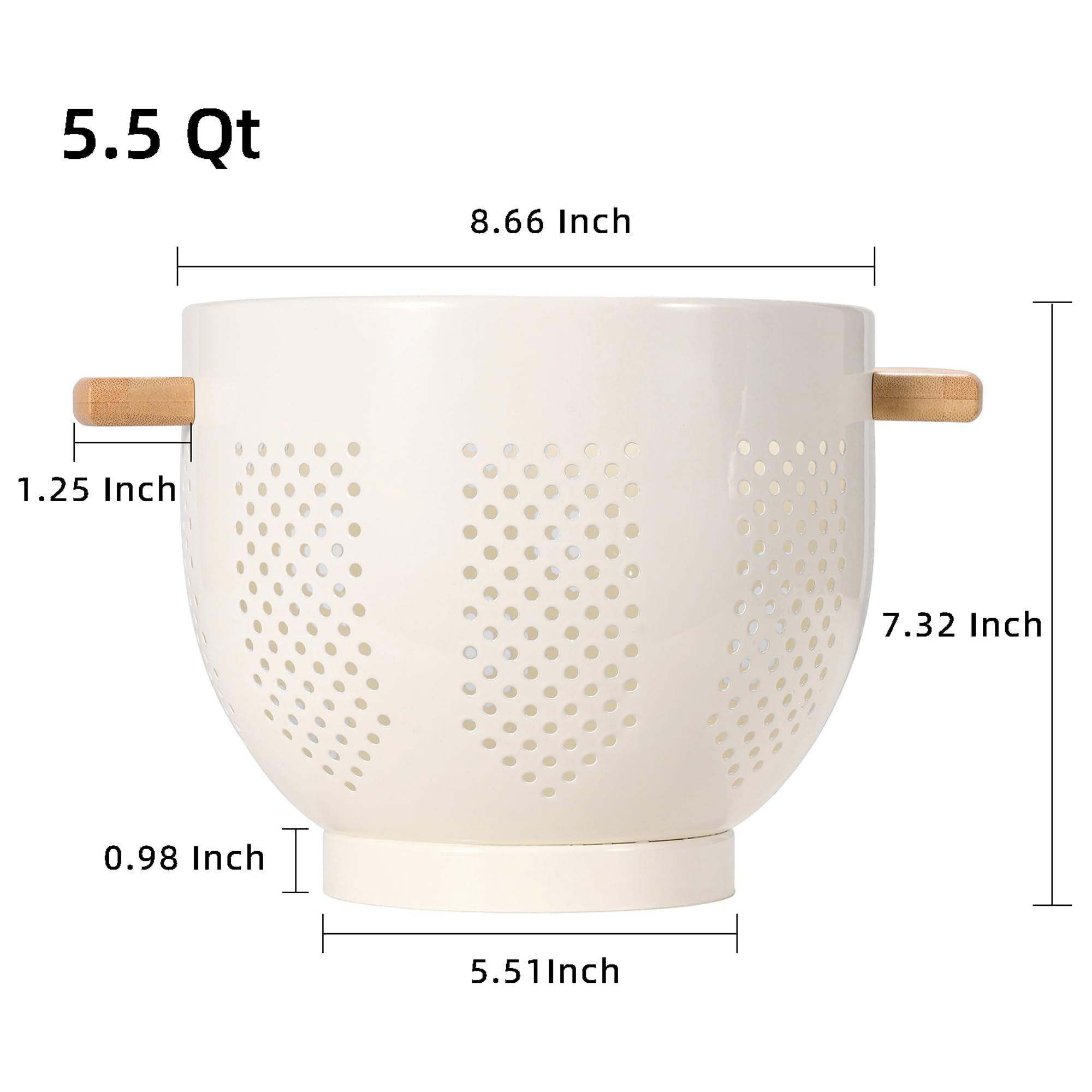 BeFare powder coated steel colander guards against rust while draining pasta.