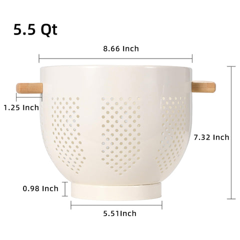 BeFare powder coated steel colander guards against rust while draining pasta.