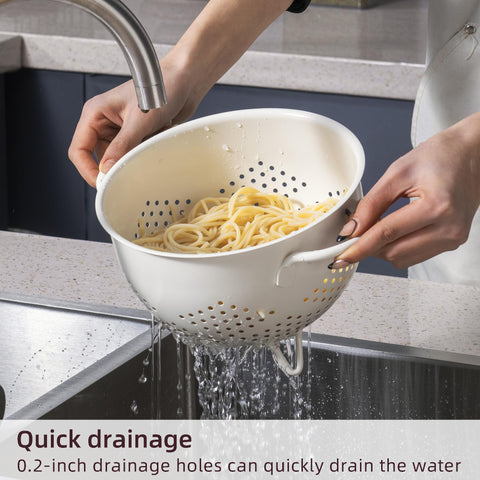 BeFare self-draining colander enables quick water drainage after rinsing pasta.