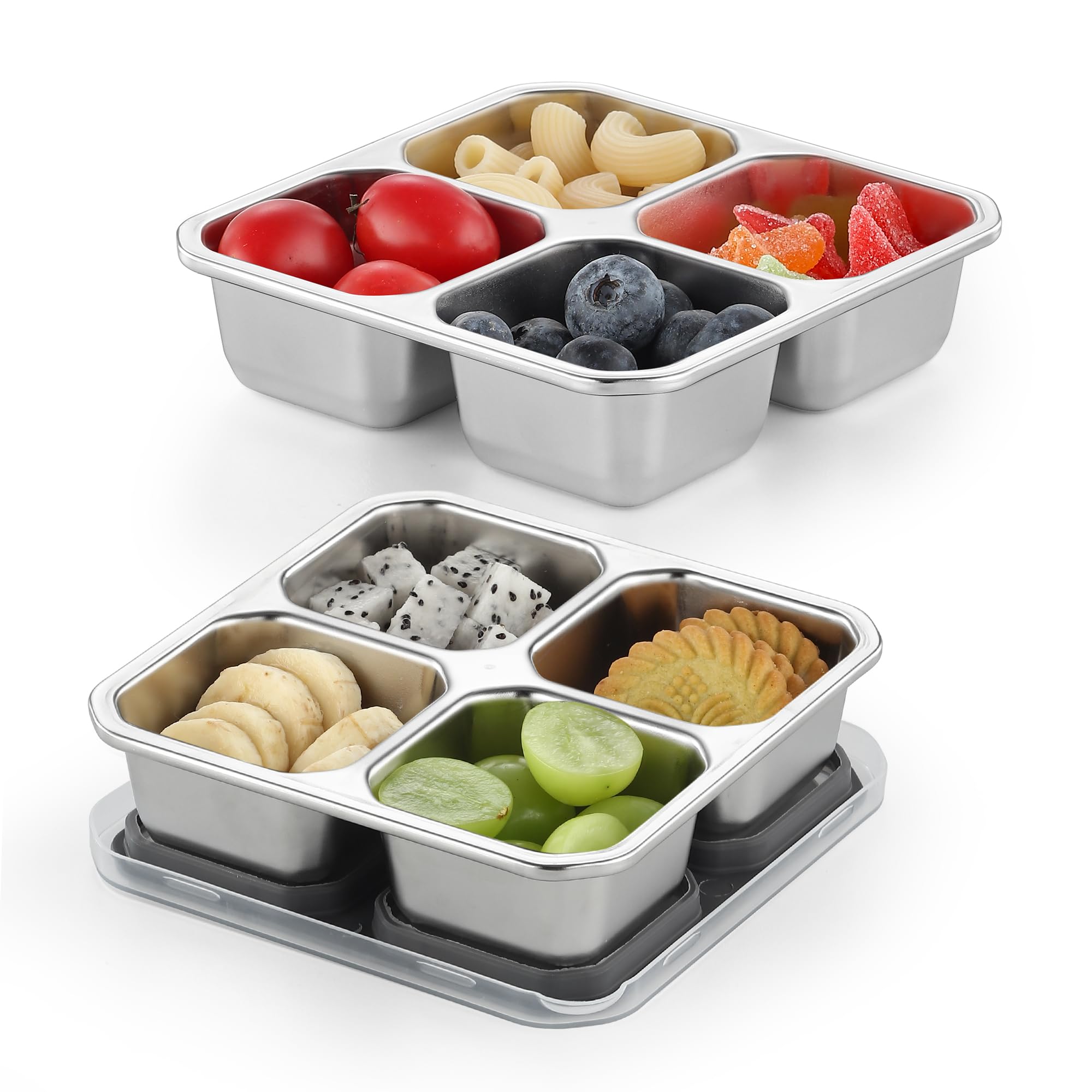 BEFOY stainless steel divided plates with four compartments for organized kid meals