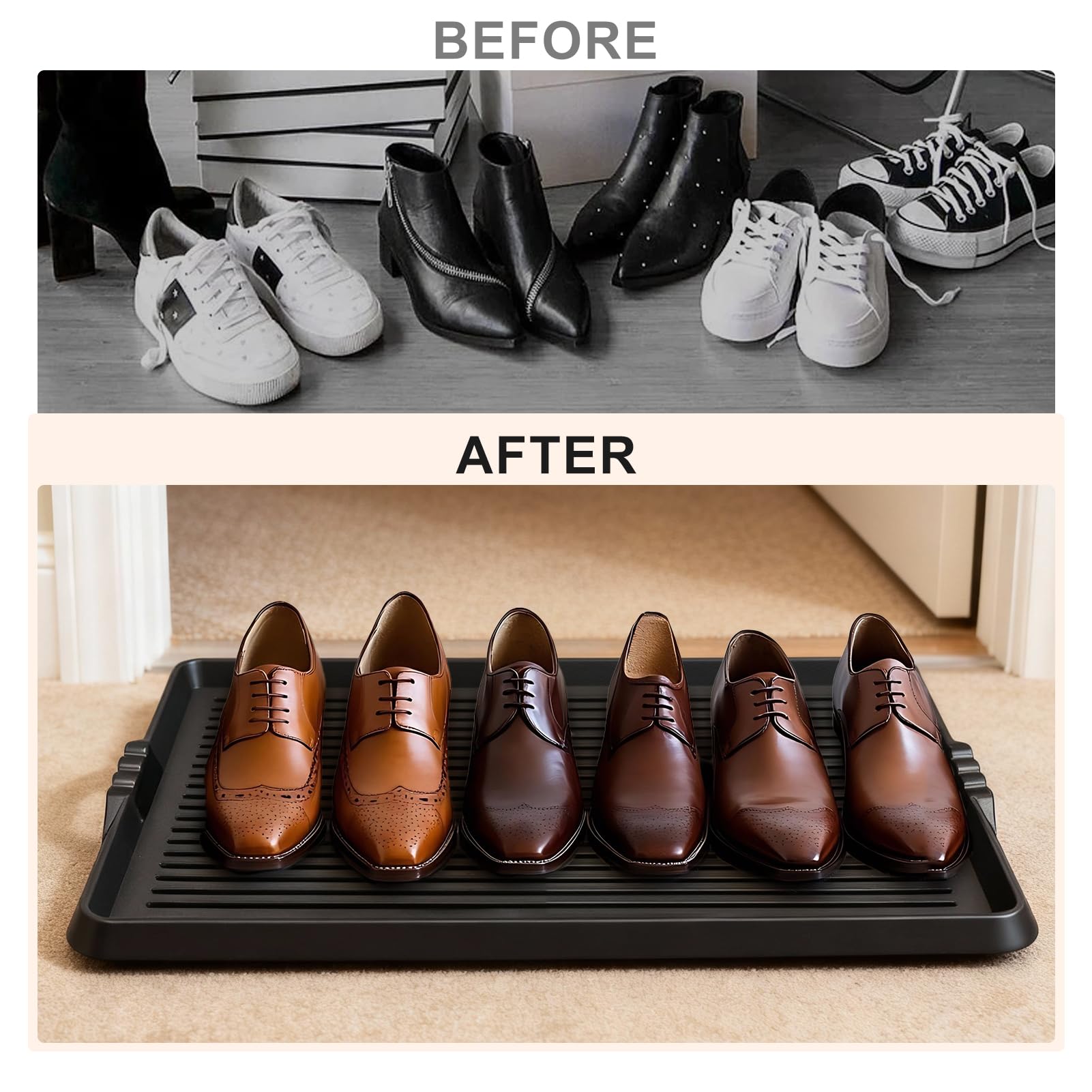 BEHERO boot tray in black blends with any decor.