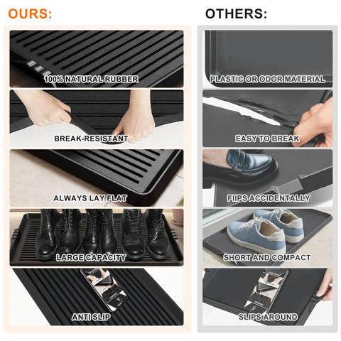 BEHERO boot tray dimensions 27.5 by 16 inches fit most entrances.