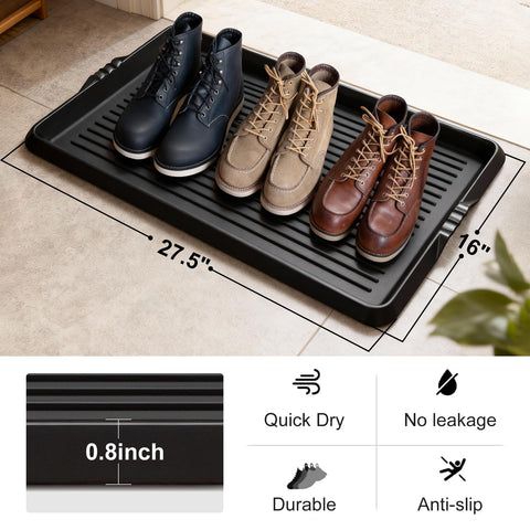 BEHERO boot tray multi-use for shoes, plants, and pet bowls.