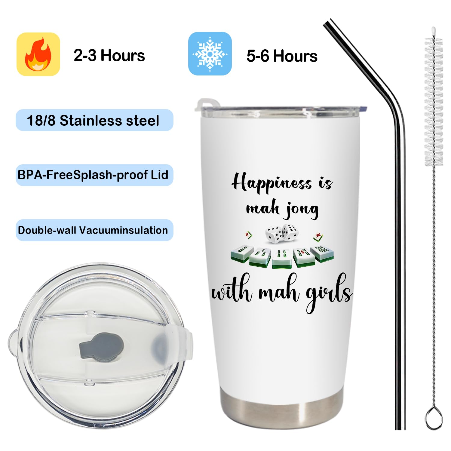 BEHIFL 20oz tumbler with double-wall insulation keeps drinks cold or hot.