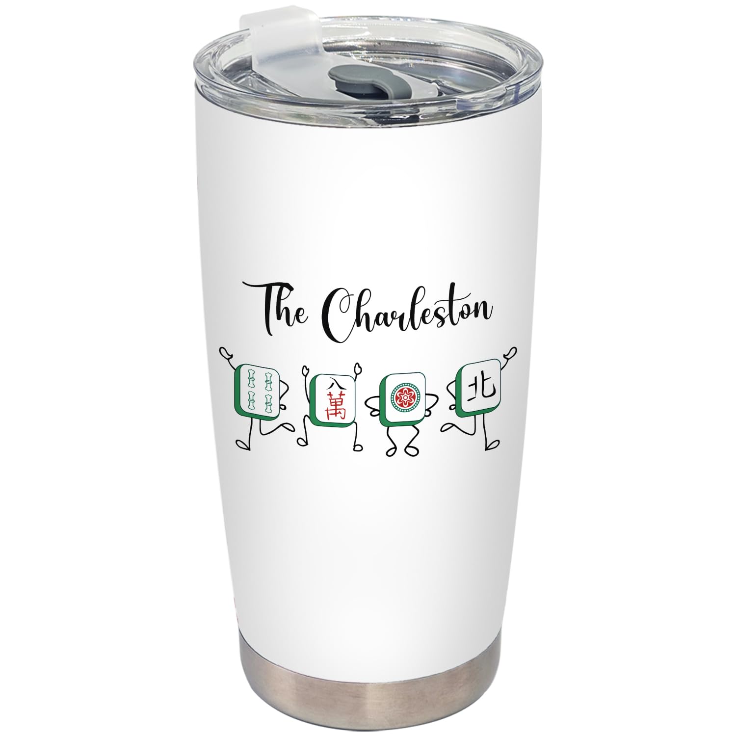BEHIFL Chinese Mahjong Tumbler lid keeps drinks secure for on-the-go sipping.