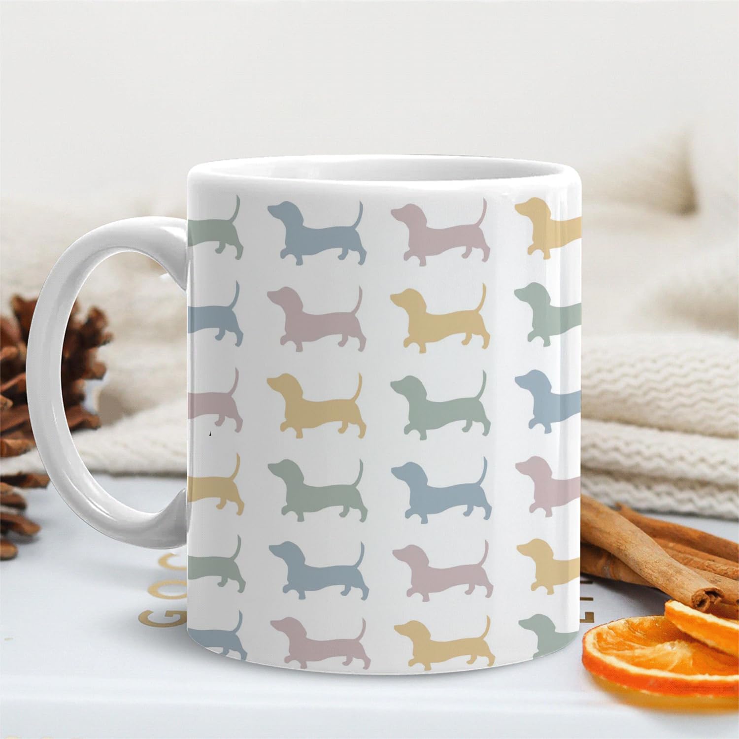 BEHIFL comfy-handle dachshund mug supports a comfortable grip