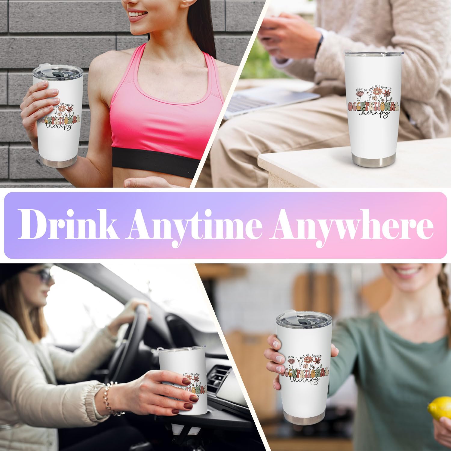 BEHIFL insulated tumbler keeps drinks cold up to 12 hours or hot up to 6 hours