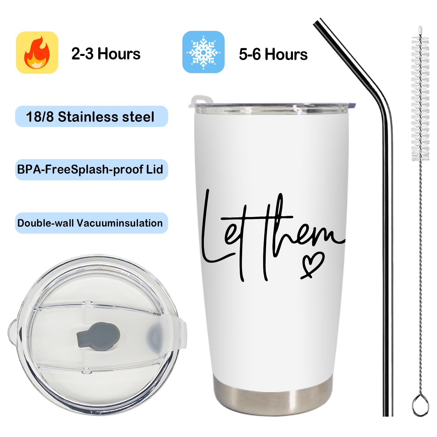 BEHIFL tumbler with double-wall insulation maintains cold or hot beverages longer