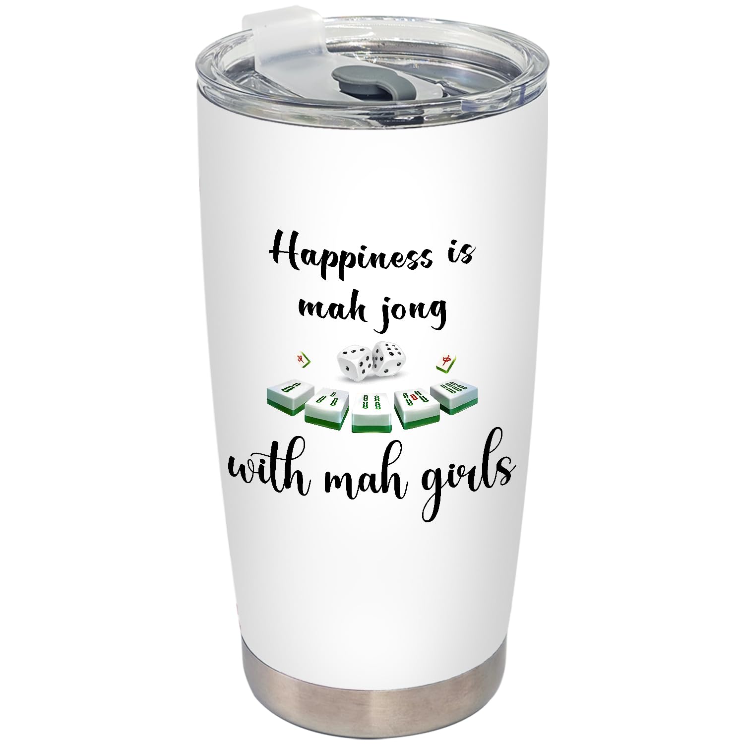 BEHIFL Mahjong gifts tumbler with lid and straw for on-the-go hydration.