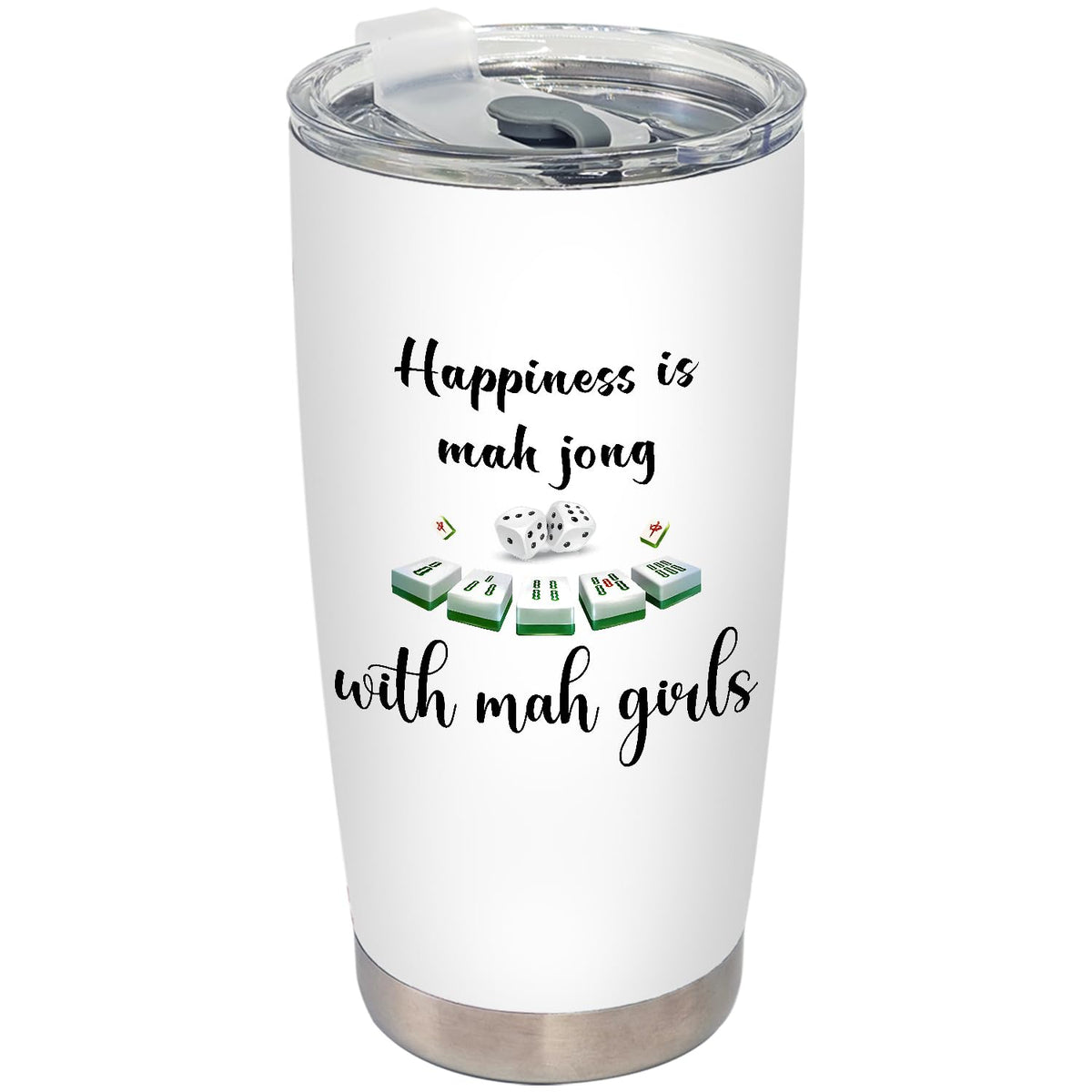 BEHIFL Mahjong gifts tumbler with lid and straw for on-the-go hydration.