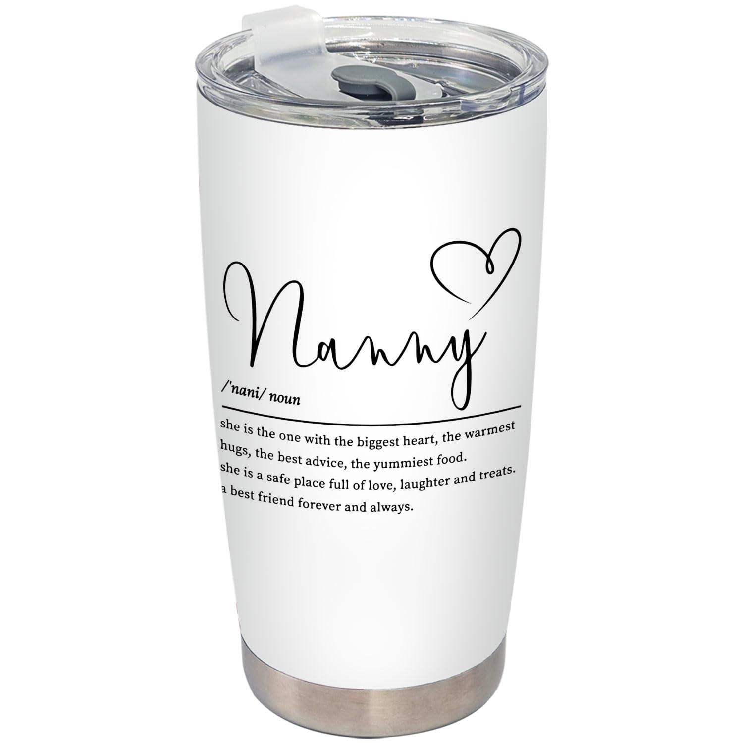 BEHIFL Nanny Gifts Tumbler with lid and straw for on-the-go sipping.