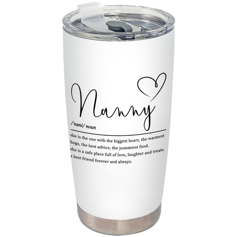 BEHIFL Nanny Gifts Tumbler with lid and straw for on-the-go sipping.