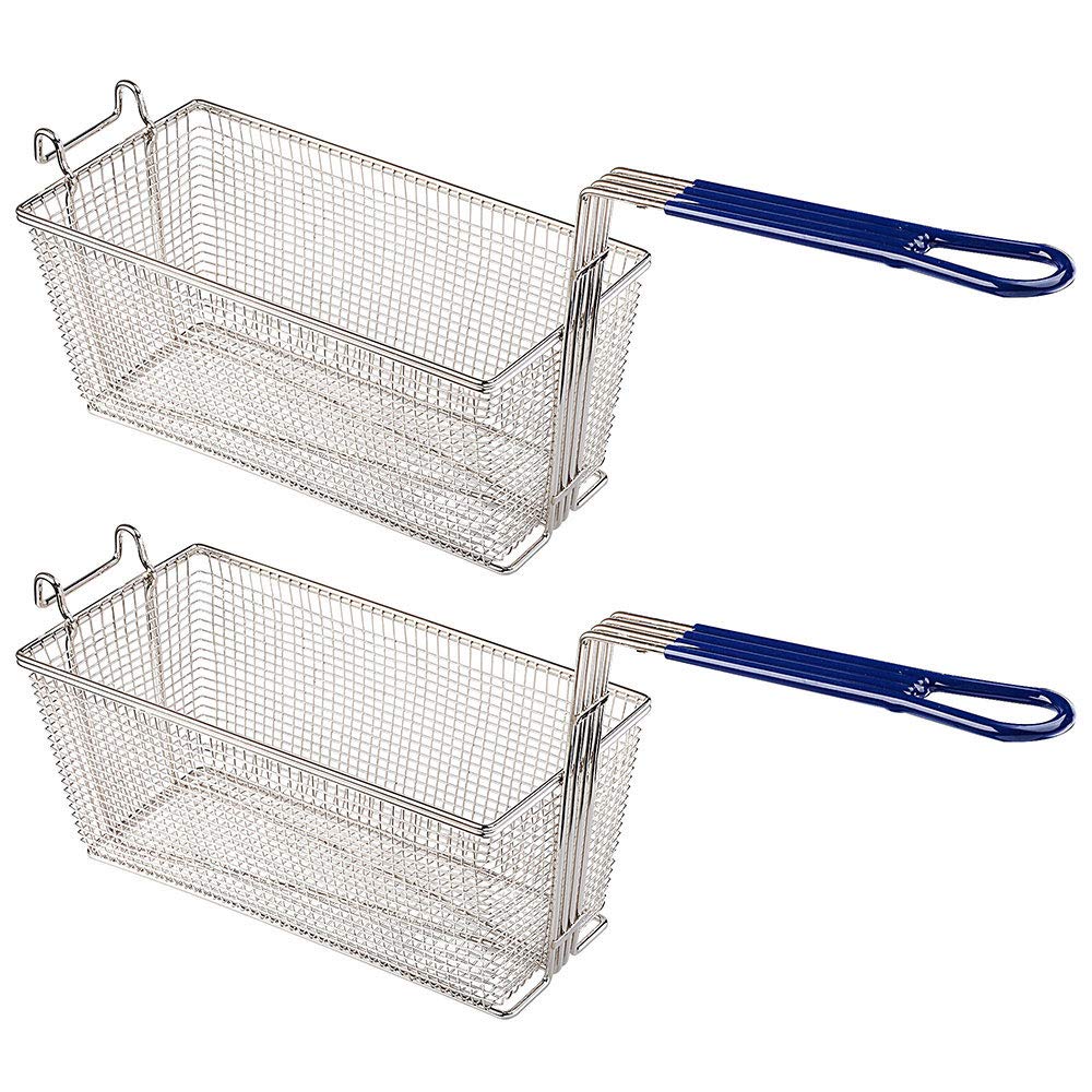 Bei Cheng 2pc deep fryer baskets with non-slip handles for safer frying.