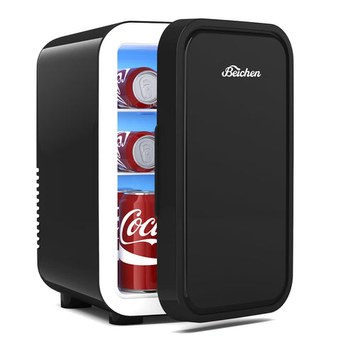 BEICHEN 6L mini fridge front view, ideal for compact desks and nightstands