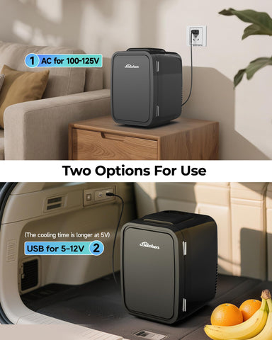 BEICHEN mini fridge car setup with USB power for travel