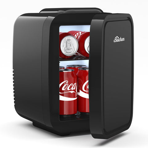 BEICHEN mini fridge 4L front view in black for compact cooling