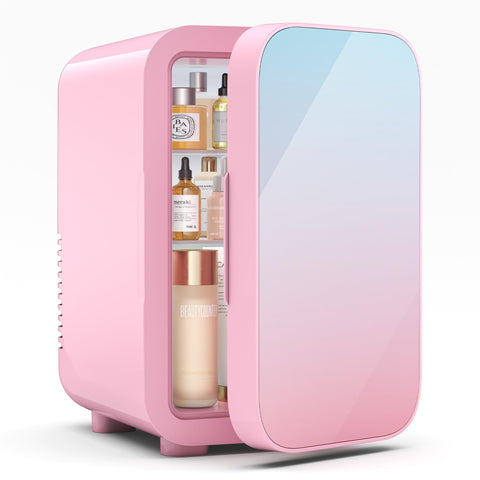BEICHEN mini-fridge front view in pink for compact dorm spaces.