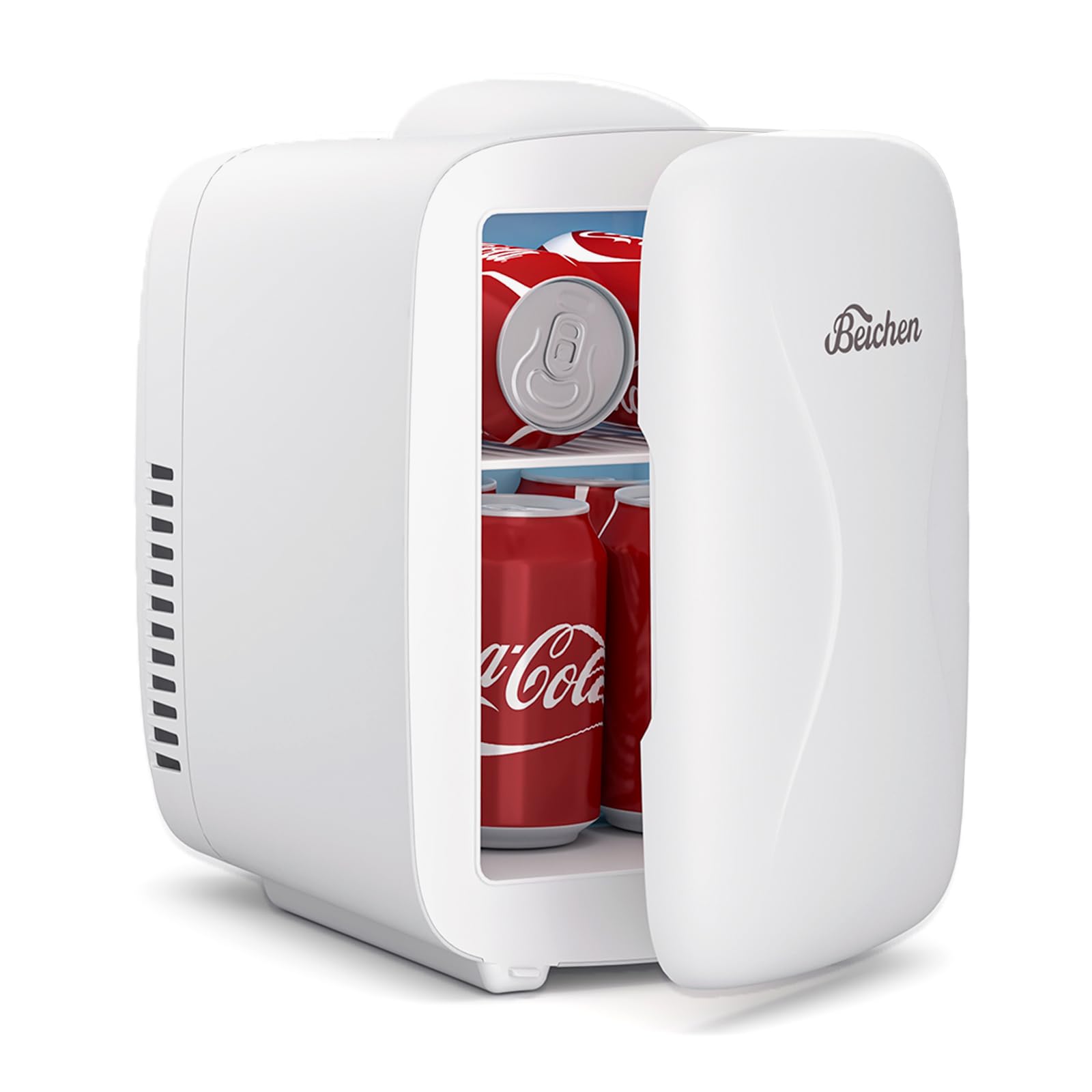 BEICHEN mini fridge front view ideal for desks and nightstands.