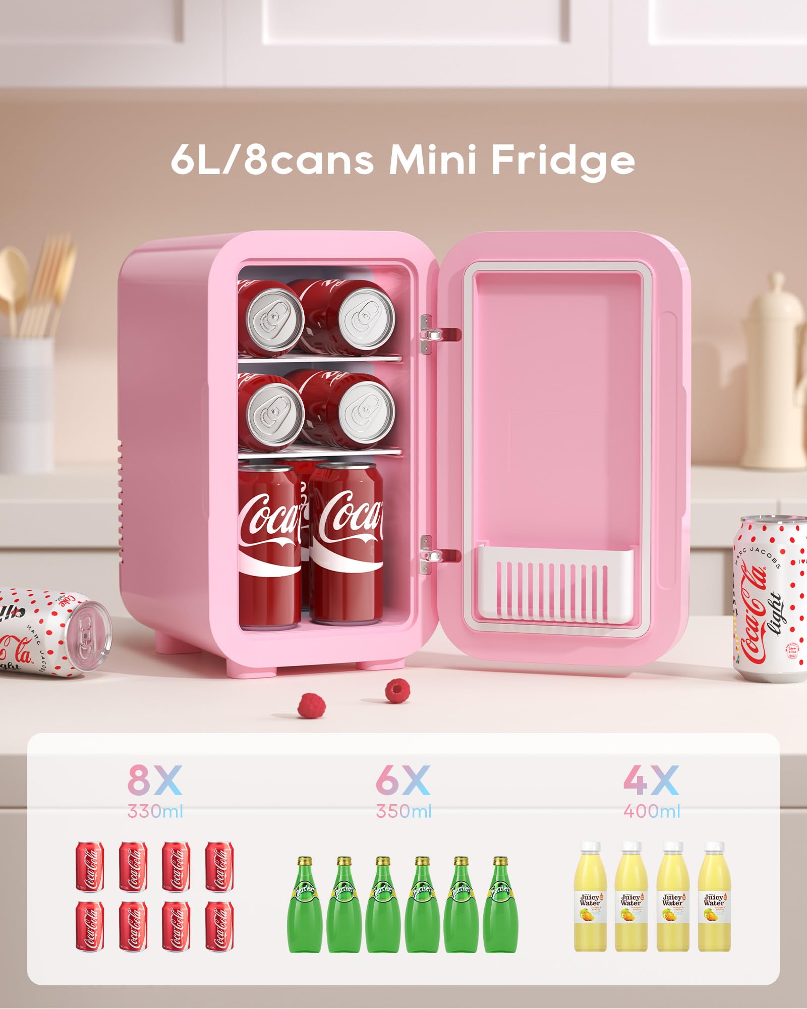 BEICHEN mini-fridge pink gradient finish emphasizes stylish appeal.