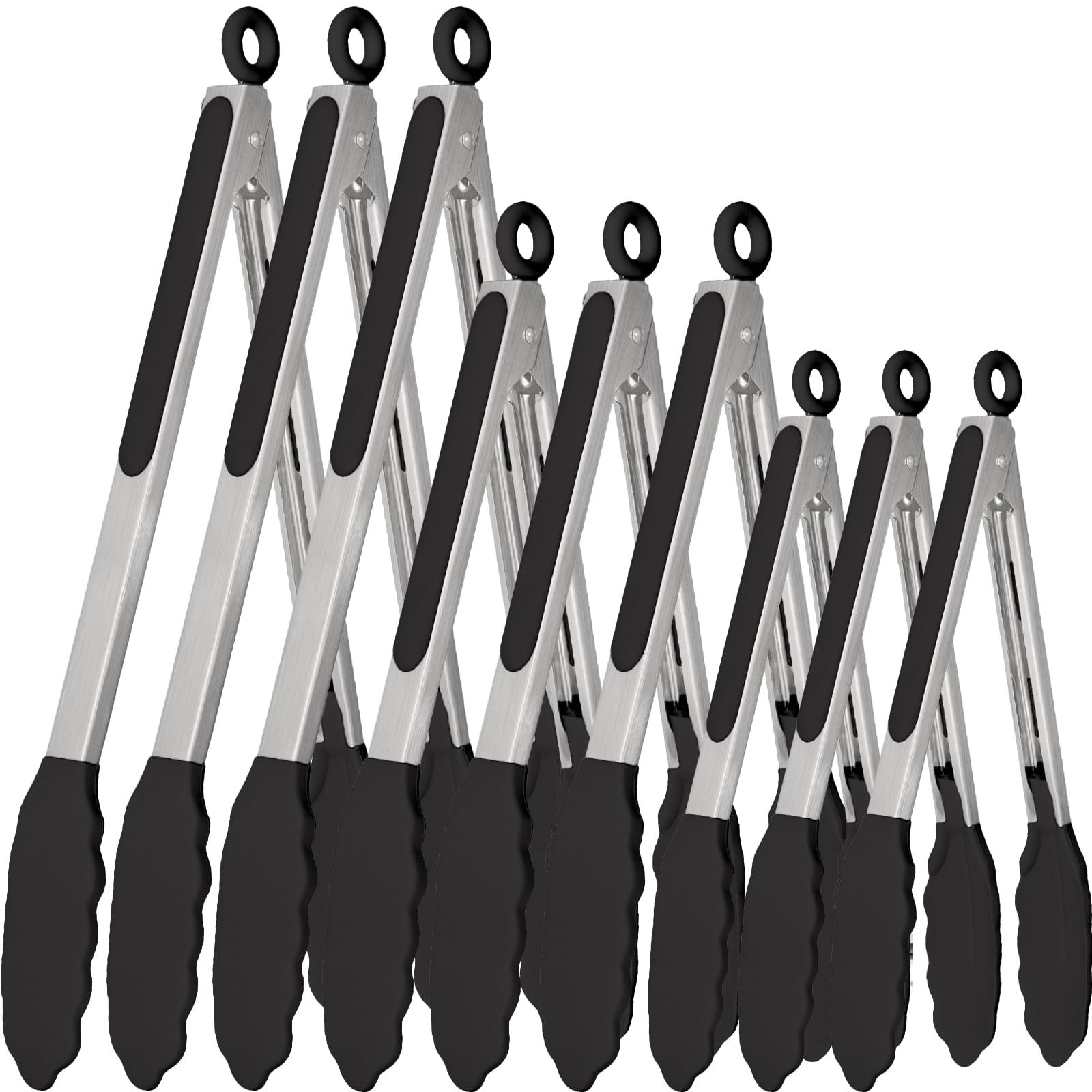 Beieverluck 7-inch silicone tongs with heat-resistant tips for safe gripping