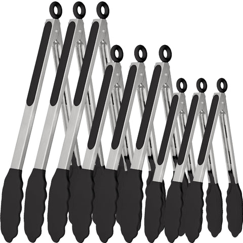 Beieverluck 7-inch silicone tongs with heat-resistant tips for safe gripping