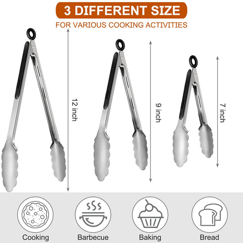 Beieverluck 7-inch tongs for precise flipping and handling