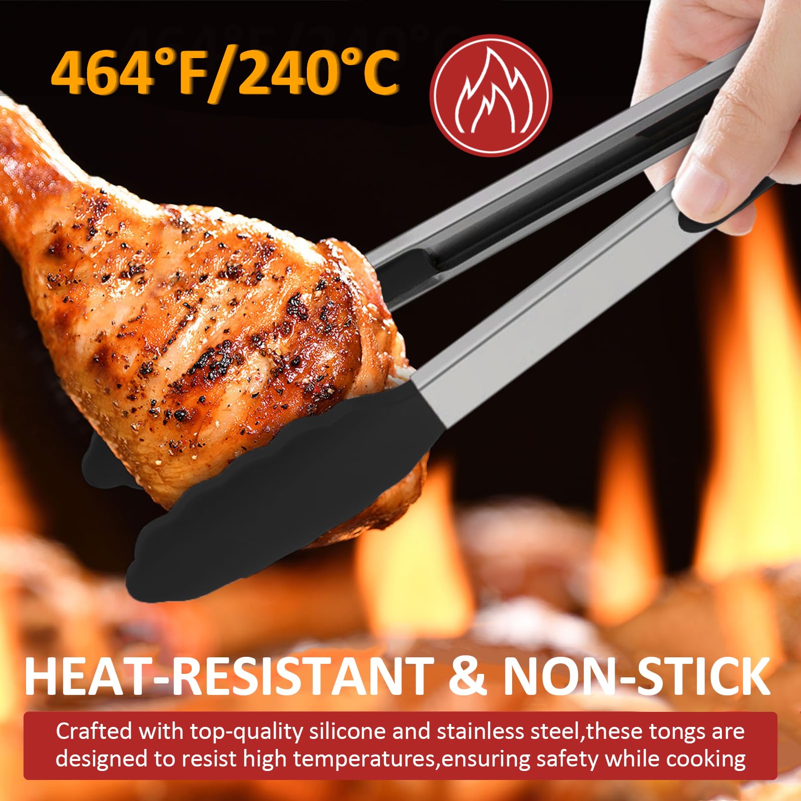Beieverluck silicone tongs featuring locking mechanism for easy storage
