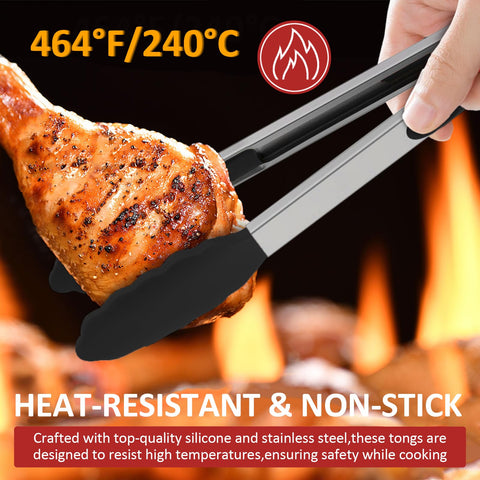 Beieverluck silicone tongs featuring locking mechanism for easy storage