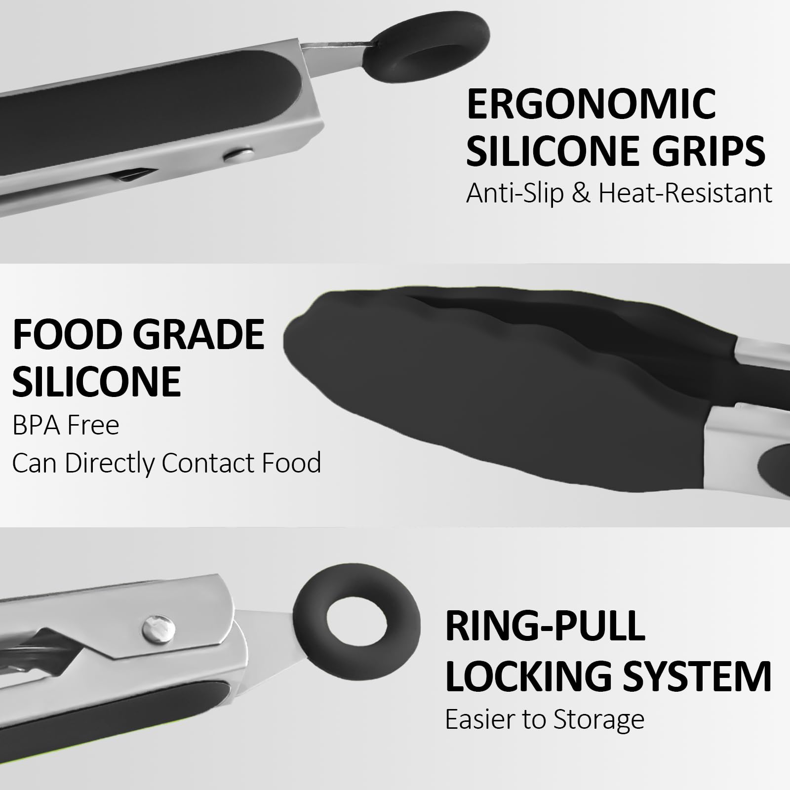 Beieverluck stainless steel body with silicone tips protects cookware