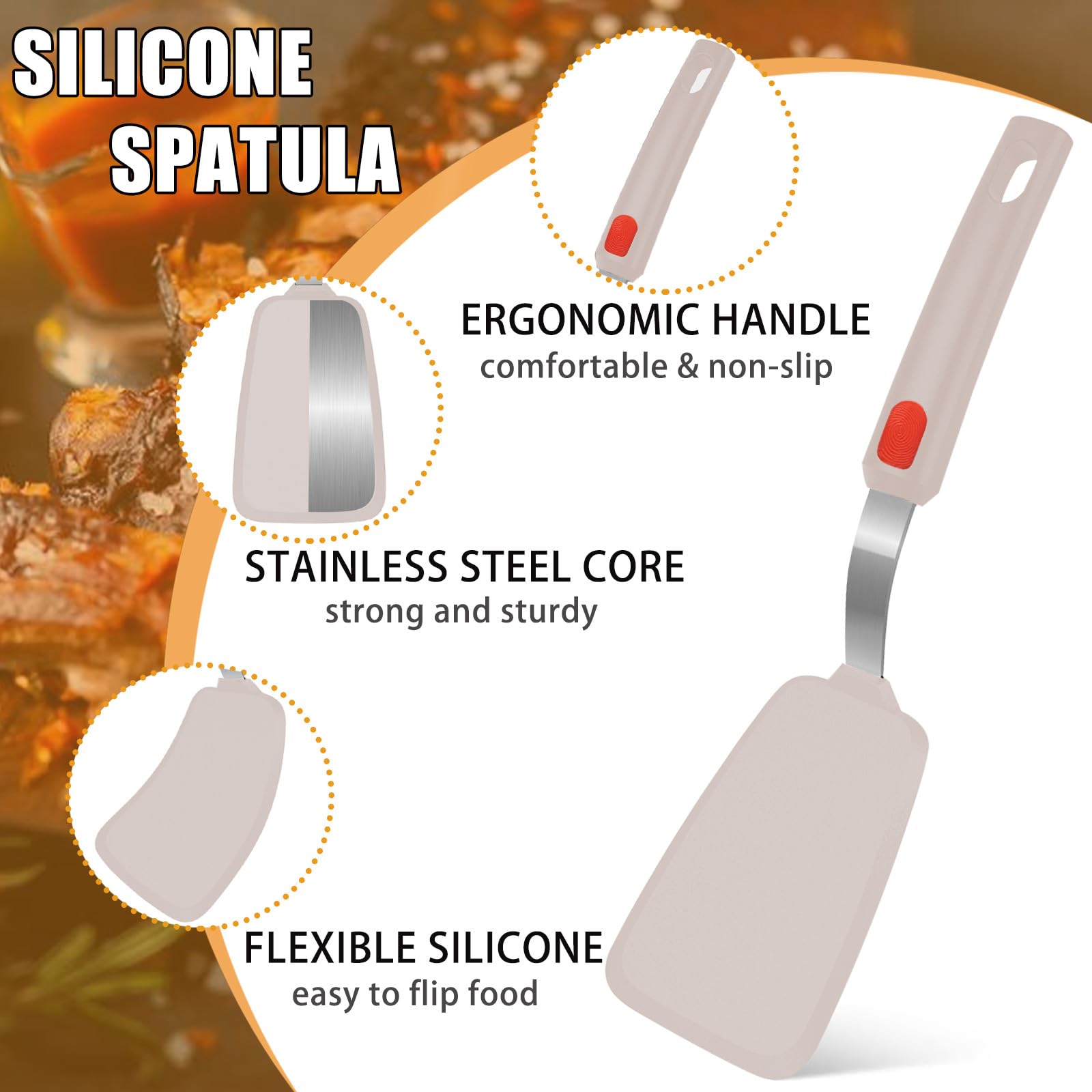 Beijiyi silicone spatula set 3 heat resistant edge for hot pans