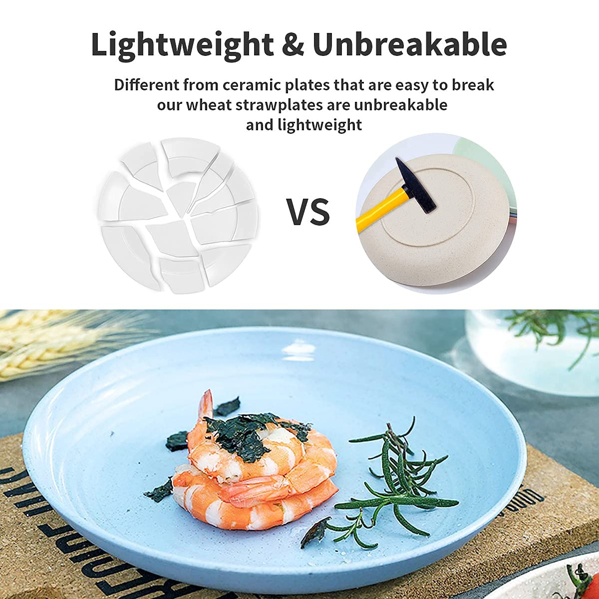 BEIUTAO lightweight wheat straw plate ideal for travel and picnics.